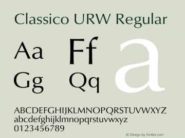 ClassicoURW-Reg Version 1.000;PS 1.00;hotconv 1.0.57;makeotf.lib2.0.21895 Font Sample