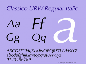 ClassicoURW-RegIta Version 1.000;PS 1.00;hotconv 1.0.57;makeotf.lib2.0.21895 Font Sample