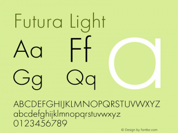 Futura-Lig Version 1.000;PS 1.00;hotconv 1.0.57;makeotf.lib2.0.21895 Font Sample