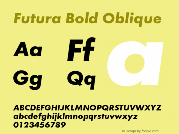 Futura-BolObl Version 1.000;PS 1.00;hotconv 1.0.57;makeotf.lib2.0.21895 Font Sample
