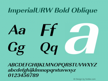 ImperialURW Bold Oblique Version 1.00 Font Sample
