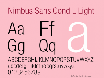 NimbusSanConL-Lig Version 1.000;PS 1.00;hotconv 1.0.57;makeotf.lib2.0.21895 Font Sample