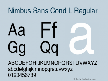 NimbusSanConL-Reg Version 1.000;PS 1.00;hotconv 1.0.57;makeotf.lib2.0.21895 Font Sample