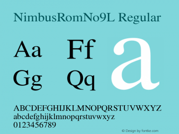 NimbusRomNo9L Version 1.00 Font Sample