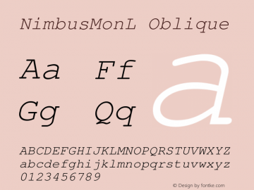 NimbusMonL Oblique Version 1.00 Font Sample