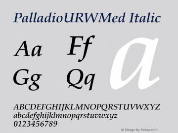 PalladioURWMed Italic Version 1.00 Font Sample