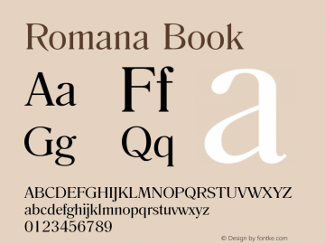 Romana Book Version 1.000;PS 1.00;hotconv 1.0.57;makeotf.lib2.0.21895 Font Sample