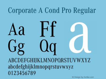 CorporateACondPro-Regular Version 1.000;PS 1.40;hotconv 1.0.57;makeotf.lib2.0.21895 Font Sample