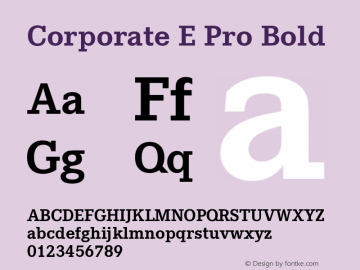 Corporate E Pro Bold Version 1.40 Font Sample