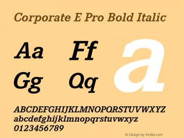 Corporate E Pro Bold Italic Version 1.40图片样张