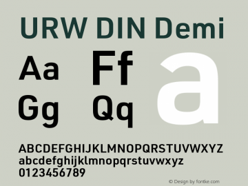 URW DIN Demi Version 3.00 Font Sample