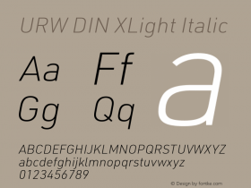 URW DIN XLight Italic Version 3.00图片样张