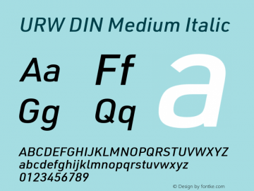 URW DIN Medium Italic Version 3.00图片样张