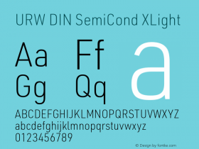 URW DIN SemiCond XLight Version 3.00 Font Sample