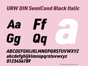 URW DIN SemiCond Black Italic Version 3.00图片样张