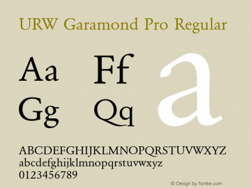 URW Garamond Pro Version 1.10 Font Sample