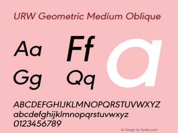 URW Geometric Medium Oblique Version 1.00 Font Sample