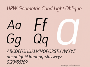 URW Geometric Cond Light Oblique Version 1.00图片样张