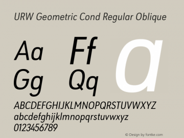 URW Geometric Cond Oblique Version 1.00 Font Sample