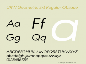 URW Geometric Ext Oblique Version 1.00 Font Sample