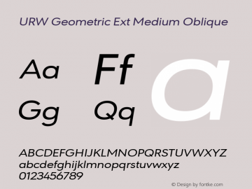 URW Geometric Ext Medium Oblique Version 1.00 Font Sample