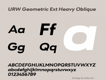 URW Geometric Ext Heavy Oblique Version 1.00 Font Sample