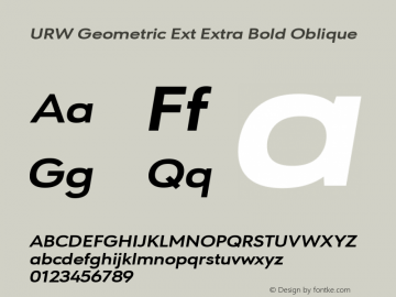 URW Geometric Ext Extra Bold Oblique Version 1.00图片样张