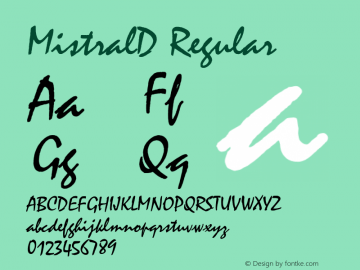 MistralD Version 1.00 Font Sample