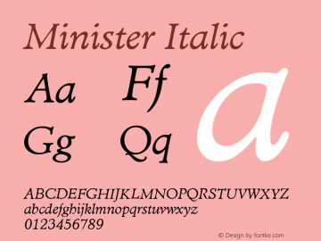 Minister Italic Version 1.00图片样张