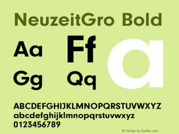 NeuzeitGro Bold Version 1.00 Font Sample