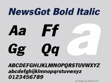 NewsGot Bold Italic Version 1.00 Font Sample