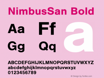 NimbusSan Bold Version 1.00 Font Sample