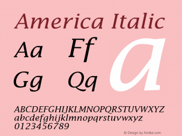 America Italic 1.0 Tue Jan 26 17:19:47 1993图片样张