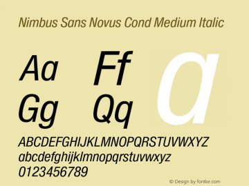 NimbusSanNovCon-MedIta Version 1.000;PS 1.00;hotconv 1.0.57;makeotf.lib2.0.21895 Font Sample