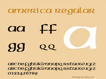 America Regular Converted from C:\PSFONTS\TTF\ST000001.TF1 by ALLTYPE图片样张