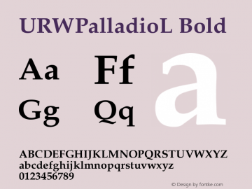 URWPalladioL Bold Version 1.00 Font Sample