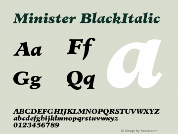 Minister BlackItalic Version 001.001 Font Sample