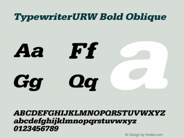 TypewriterURW Bold Oblique Version 1.00图片样张