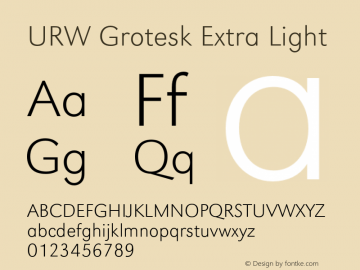 URWGrotesk-ExtLig Version 1.000;PS 1.00;hotconv 1.0.57;makeotf.lib2.0.21895 Font Sample