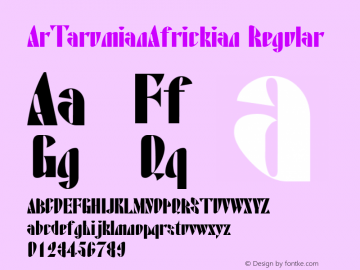 ArTarumianAfrickian Regular Macromedia Fontographer 4.1 21-12-96 Font Sample
