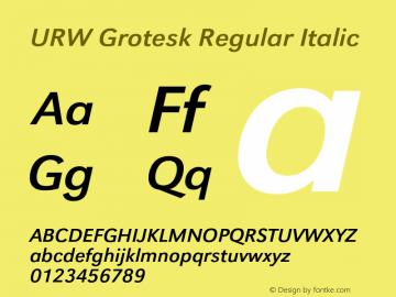 URWGrotesk-RegIta Version 1.000;PS 1.00;hotconv 1.0.57;makeotf.lib2.0.21895图片样张