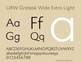 URWGroteskWid-ExtLig Version 1.000;PS 1.00;hotconv 1.0.57;makeotf.lib2.0.21895 Font Sample