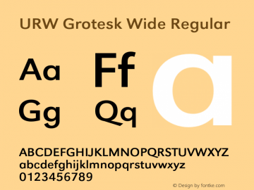 URWGroteskWid-Reg Version 1.000;PS 1.00;hotconv 1.0.57;makeotf.lib2.0.21895 Font Sample