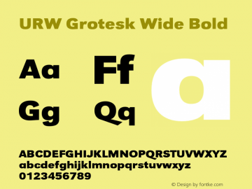 URWGroteskWid-Bol Version 1.000;PS 1.00;hotconv 1.0.57;makeotf.lib2.0.21895 Font Sample