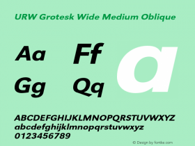 URWGroteskWid-MedObl Version 1.000;PS 1.00;hotconv 1.0.57;makeotf.lib2.0.21895 Font Sample