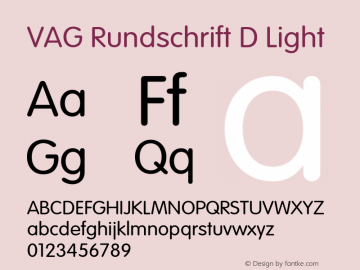 VAGRundschriftD-Lig Version 1.000;PS 1.00;hotconv 1.0.57;makeotf.lib2.0.21895 Font Sample