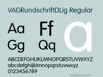 VAGRundschriftDLig Version 1.00 Font Sample