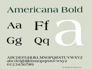 Americana Bold Version 1.00 Font Sample