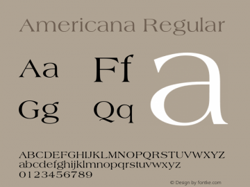 Americana-Reg Version 1.000;PS 1.00;hotconv 1.0.57;makeotf.lib2.0.21895 Font Sample