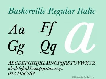 Baskerville-RegIta Version 1.000;PS 1.00;hotconv 1.0.57;makeotf.lib2.0.21895图片样张